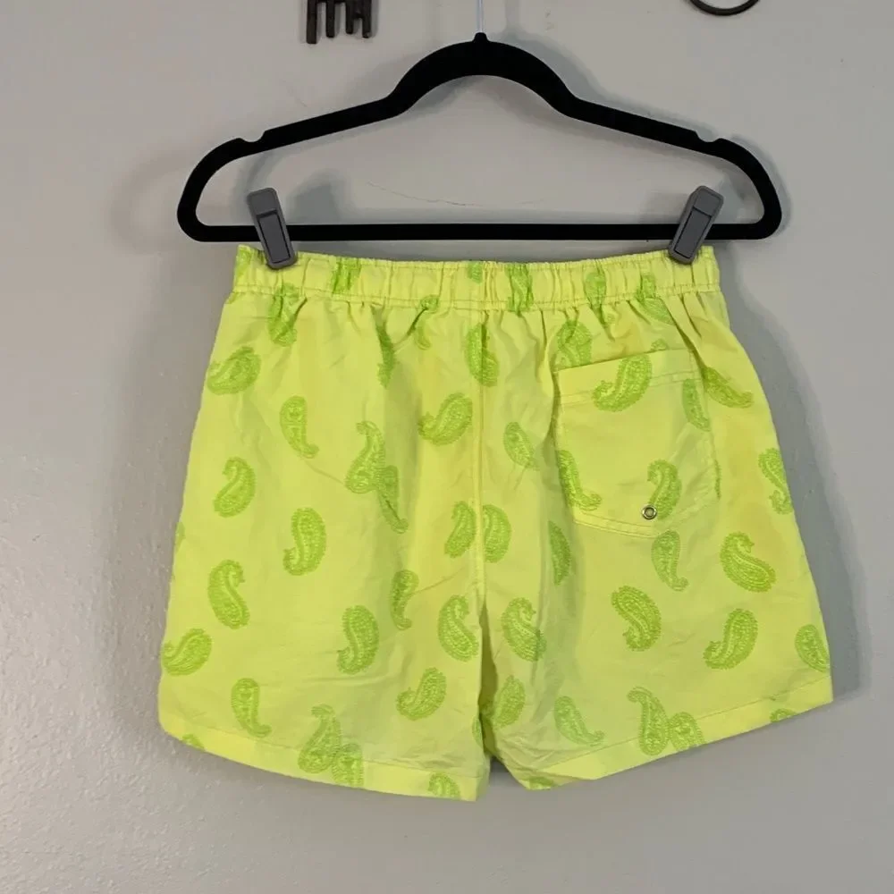Zara Bright Yellow Paisley Swim Shorts Mens size medium